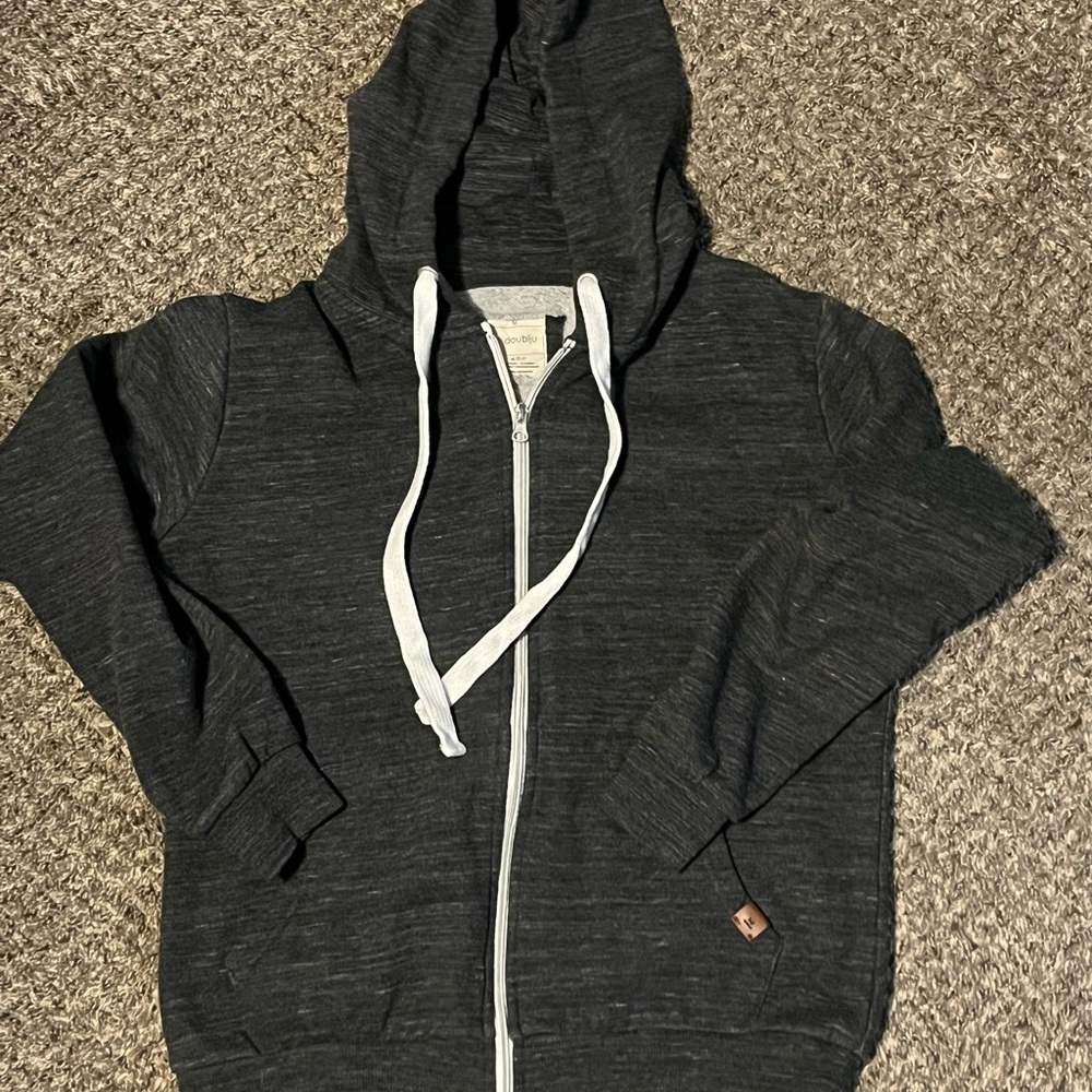 Doublju Gray Zip Up Jacket with Ribbed Cuffs